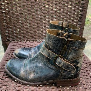 Bed Stu Becca Black Distressed Leather Western Booties Size 8.5